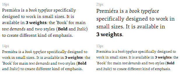 Screenshot at 4 text sizes